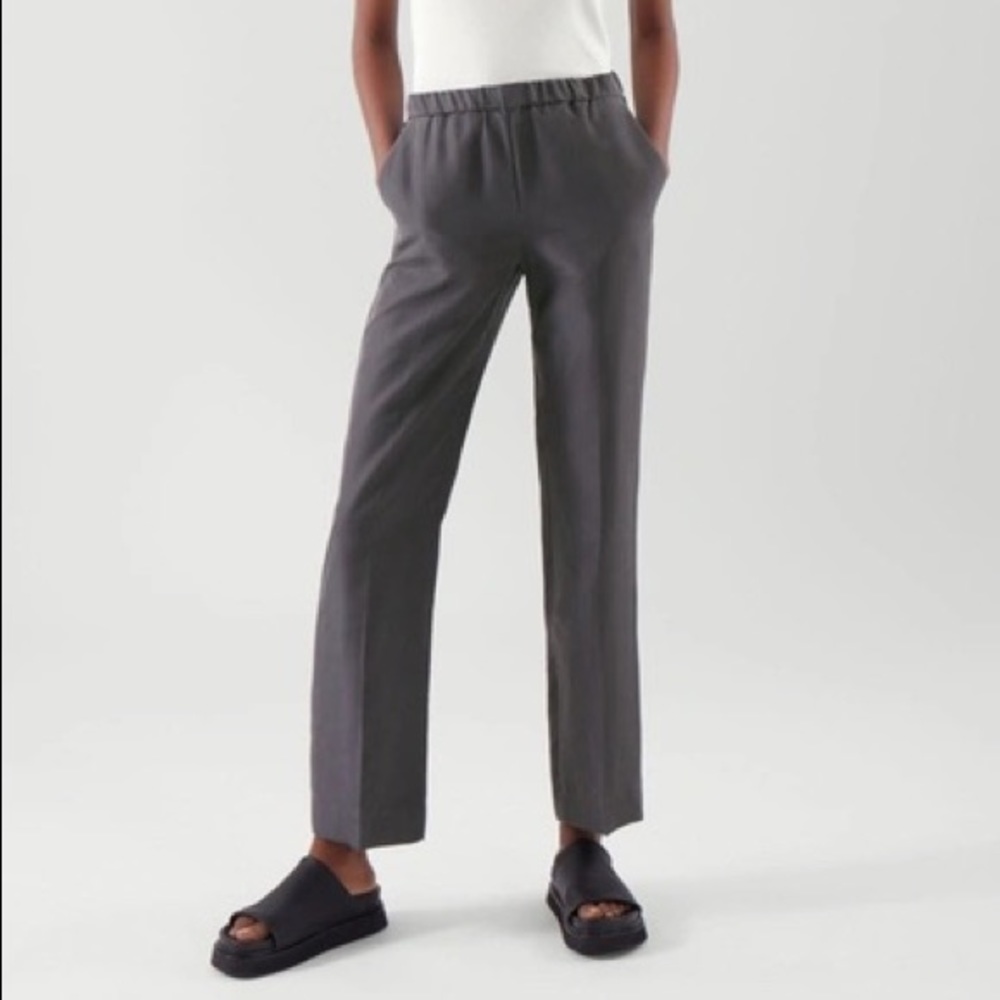 cos 100% mulberry silk pants gray